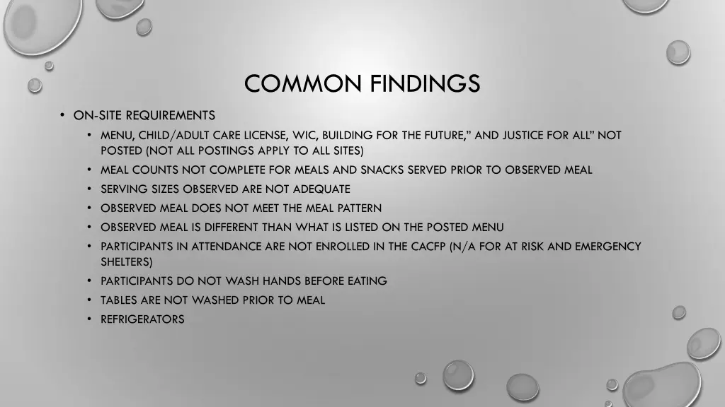 common findings 8