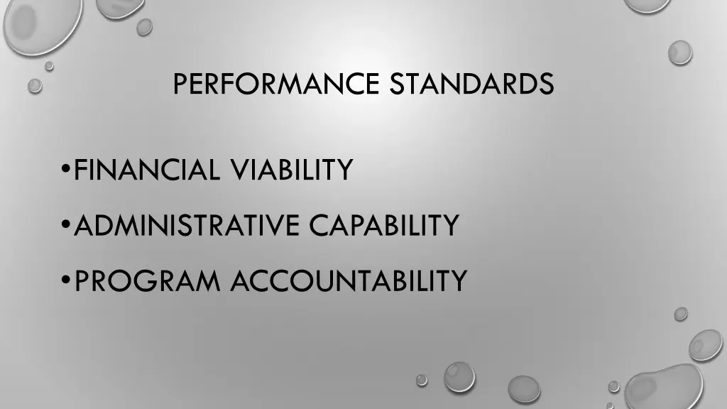 performance standards