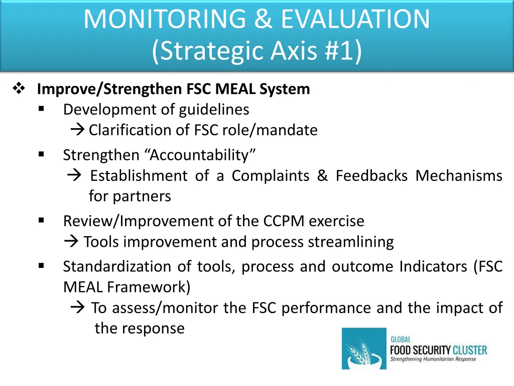 monitoring evaluation strategic axis 1