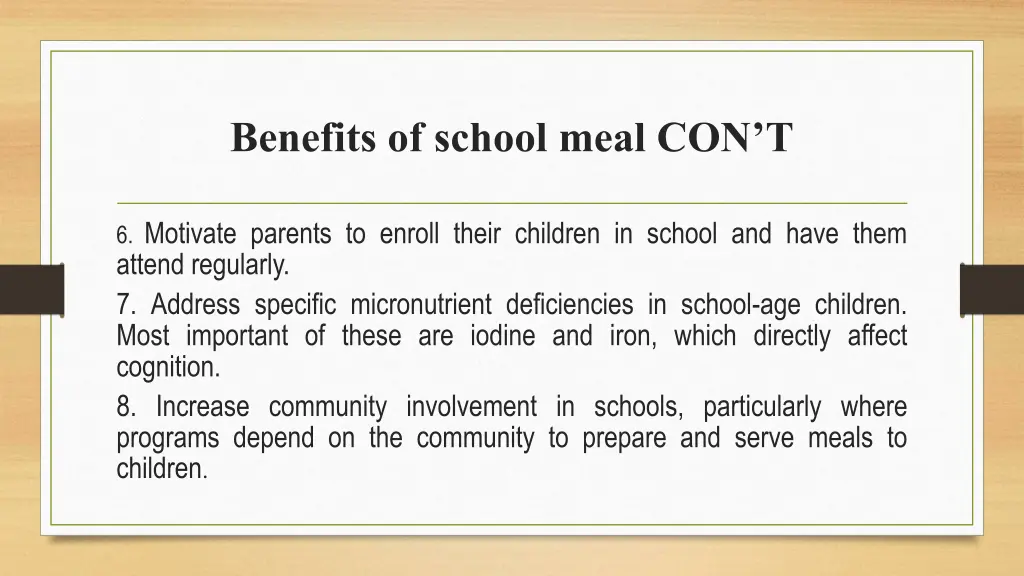 benefits of school meal con t 1