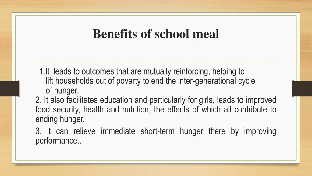 benefits of school meal