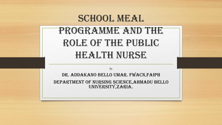 school meal programme and the role of the public