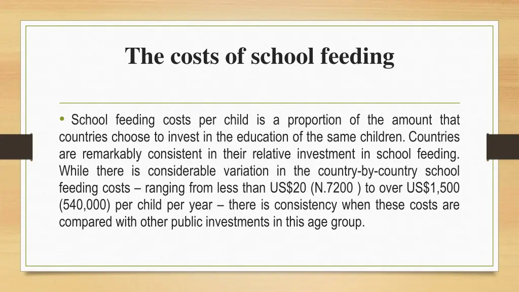 the costs of school feeding