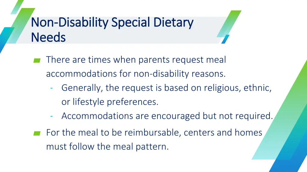 non non disability special dietary disability