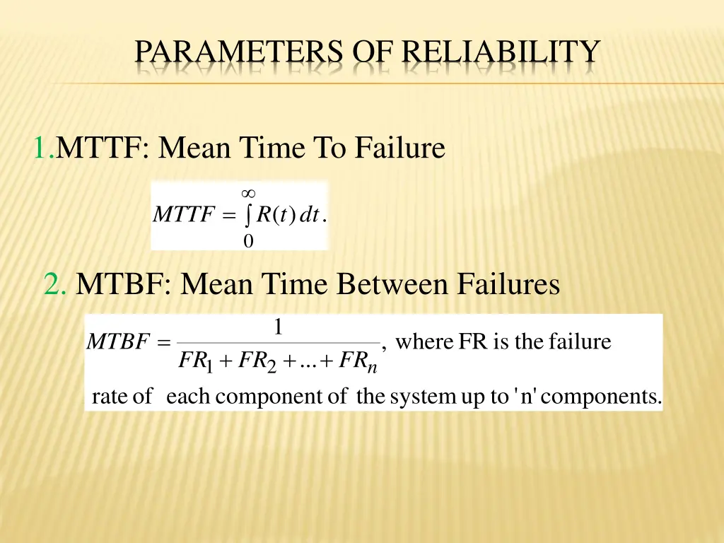 parameters of reliability 1