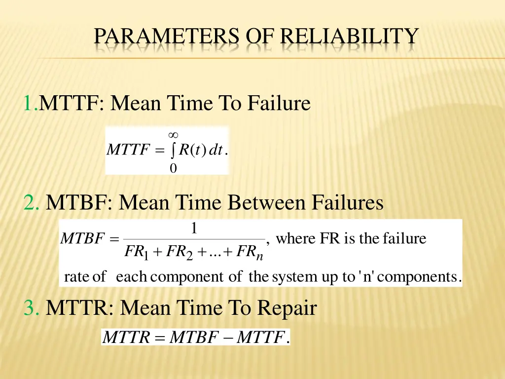 parameters of reliability 2