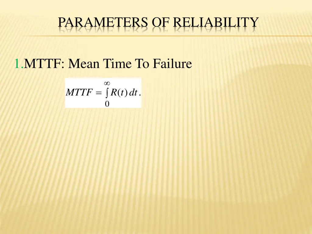 parameters of reliability