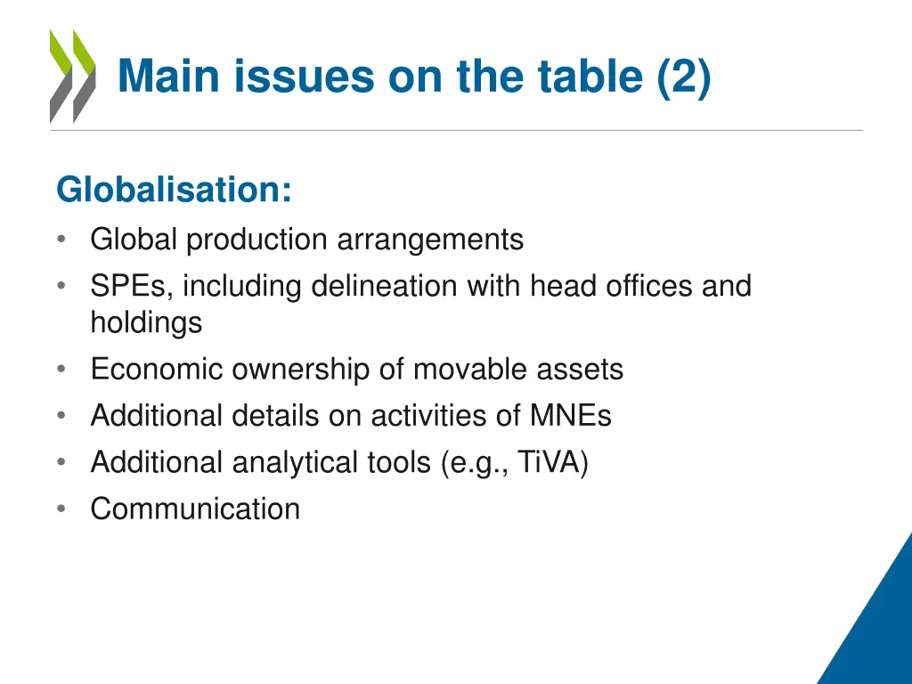 main issues on the table 2