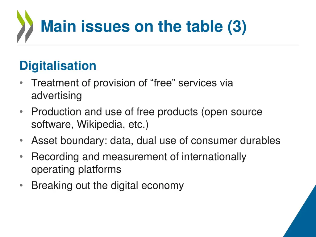 main issues on the table 3