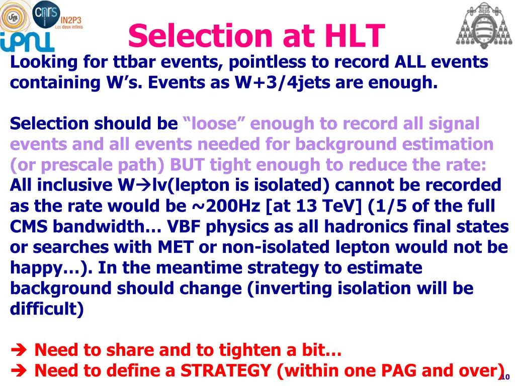 selection at hlt