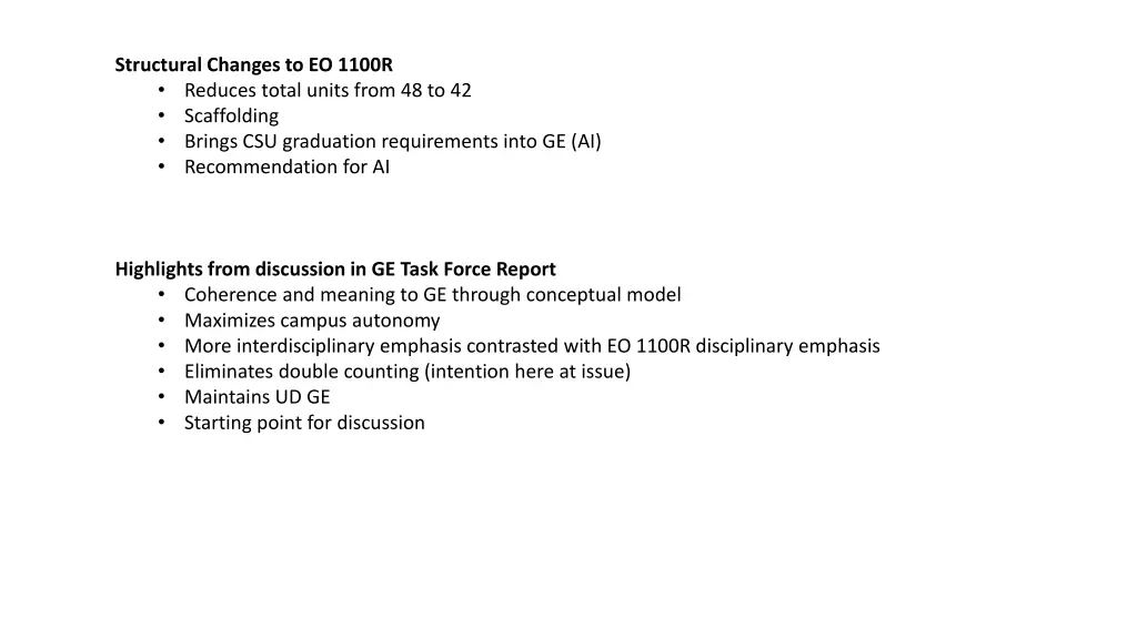 structural changes to eo 1100r reduces total