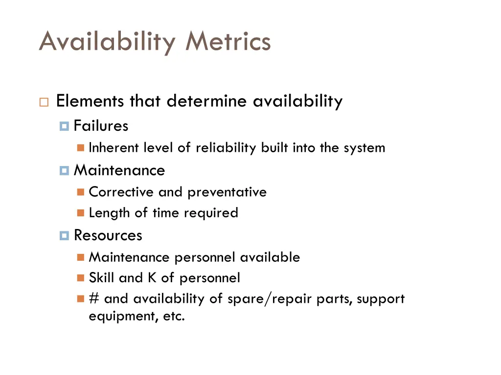 availability metrics