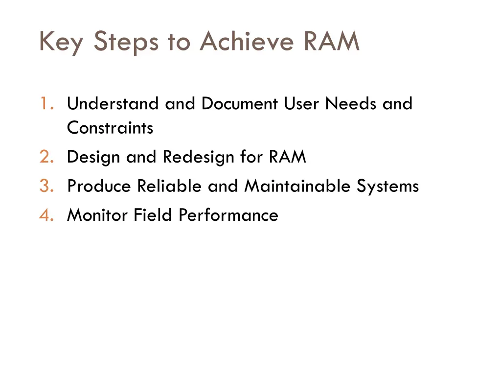 key steps to achieve ram