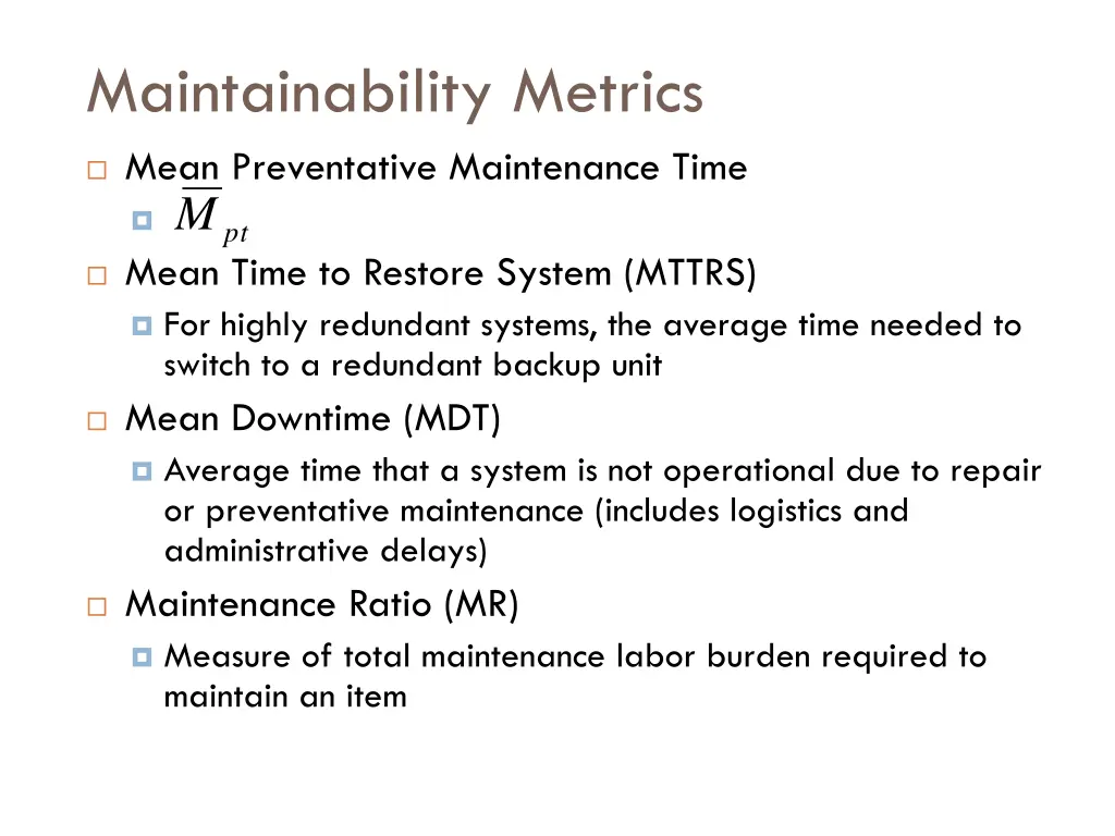 maintainability metrics 2