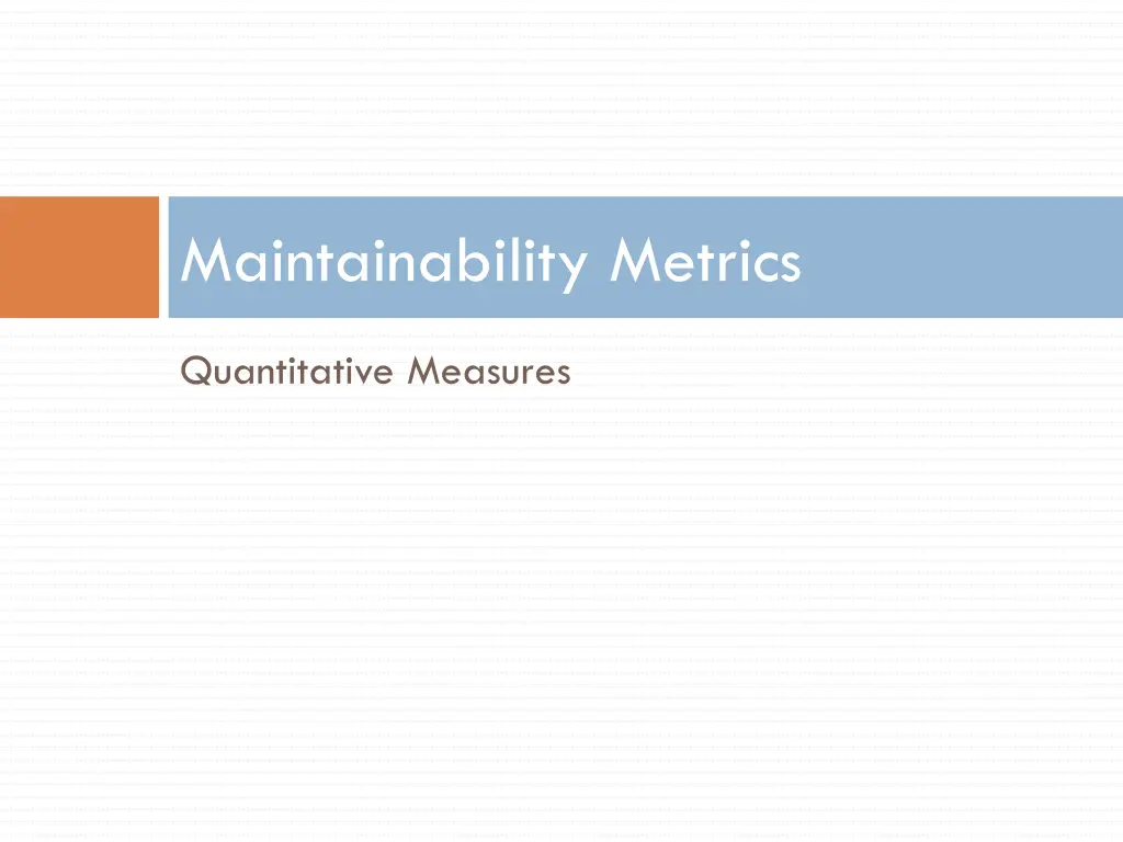 maintainability metrics