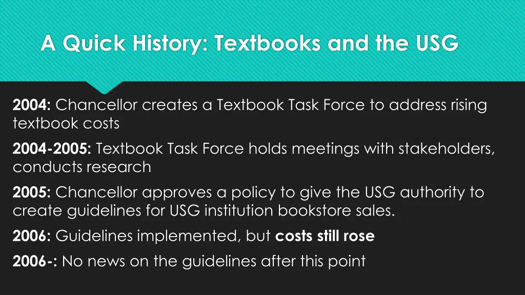 a quick history textbooks and the usg