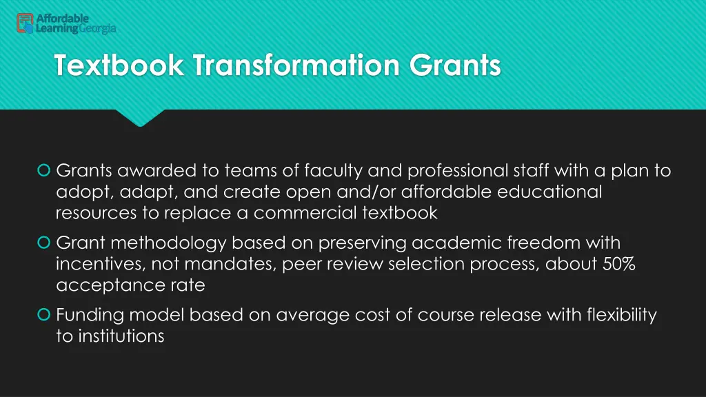 textbook transformation grants