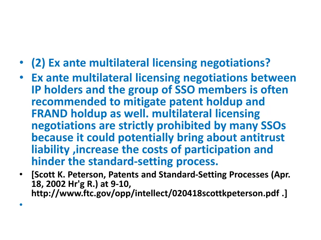 2 ex ante multilateral licensing negotiations