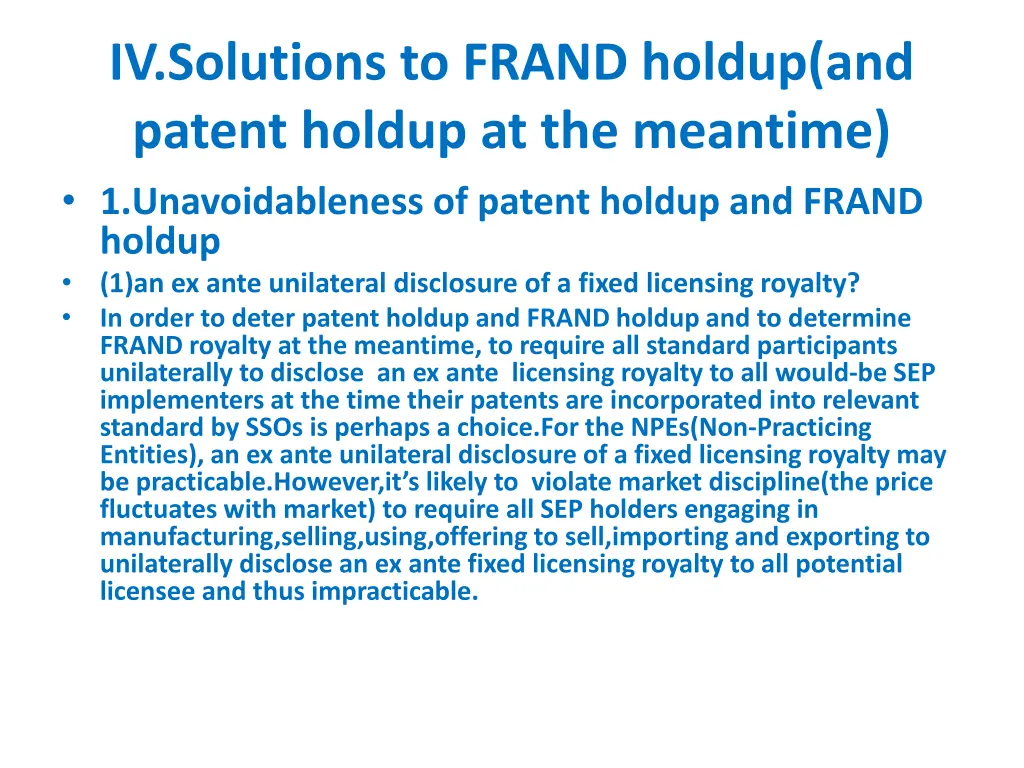 iv solutions to frand holdup and patent holdup 1