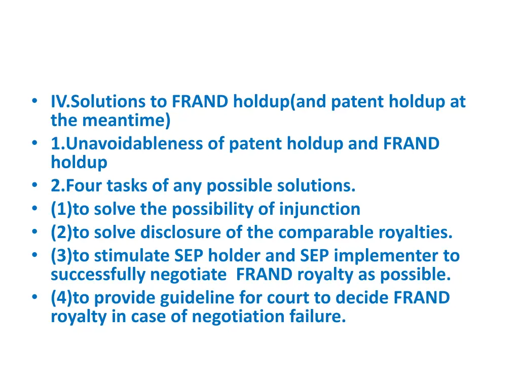 iv solutions to frand holdup and patent holdup