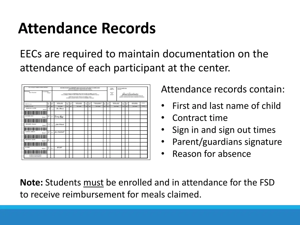 attendance records