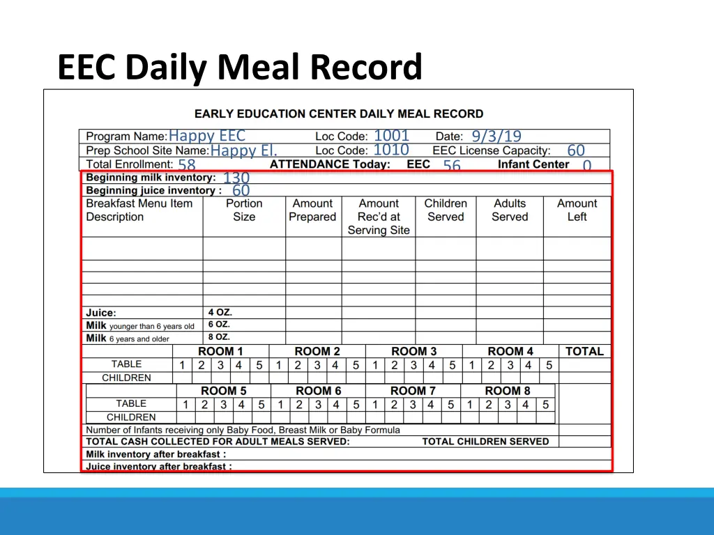 eec daily meal record 1