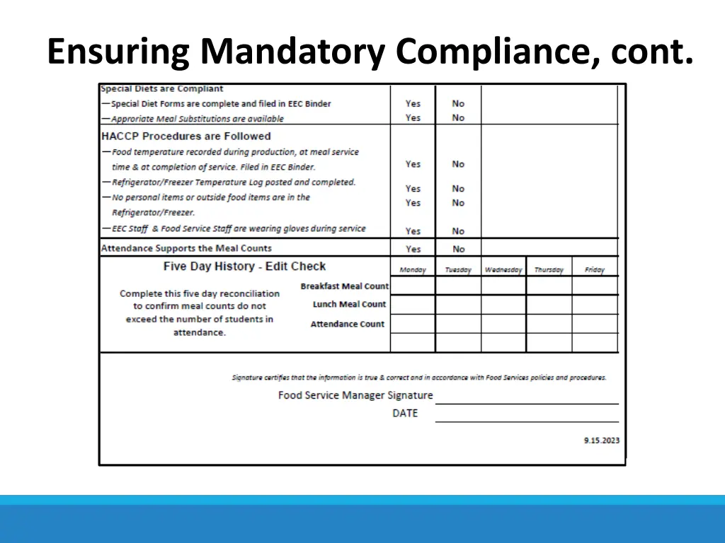 ensuring mandatory compliance cont