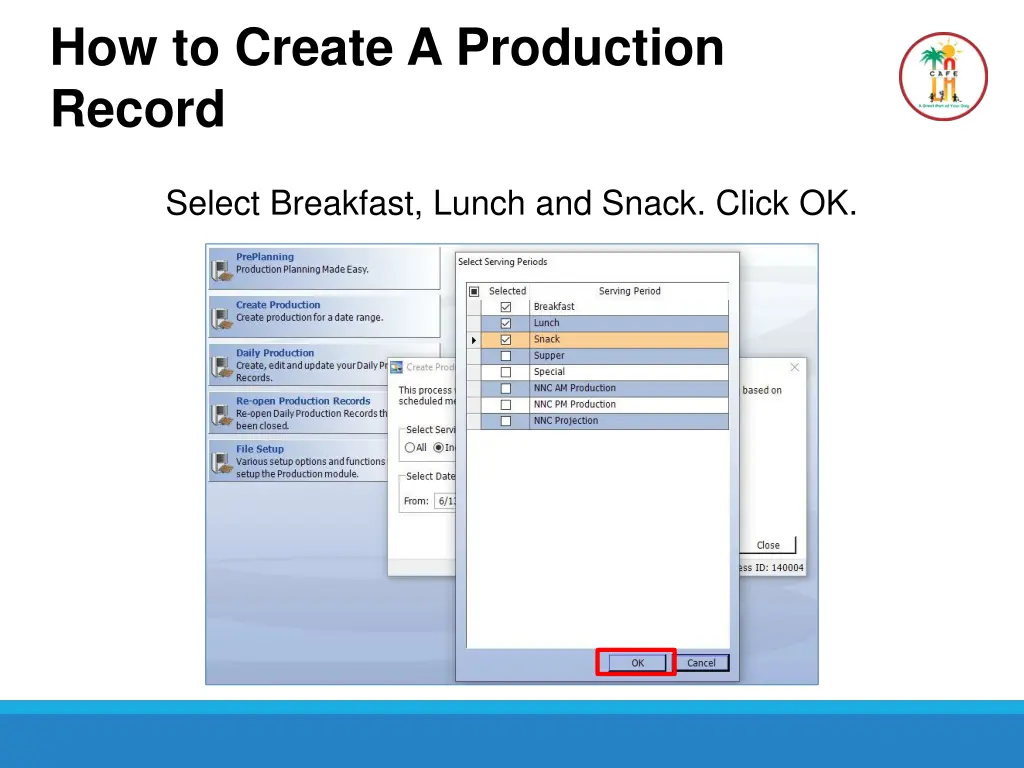 how to create a production record 1