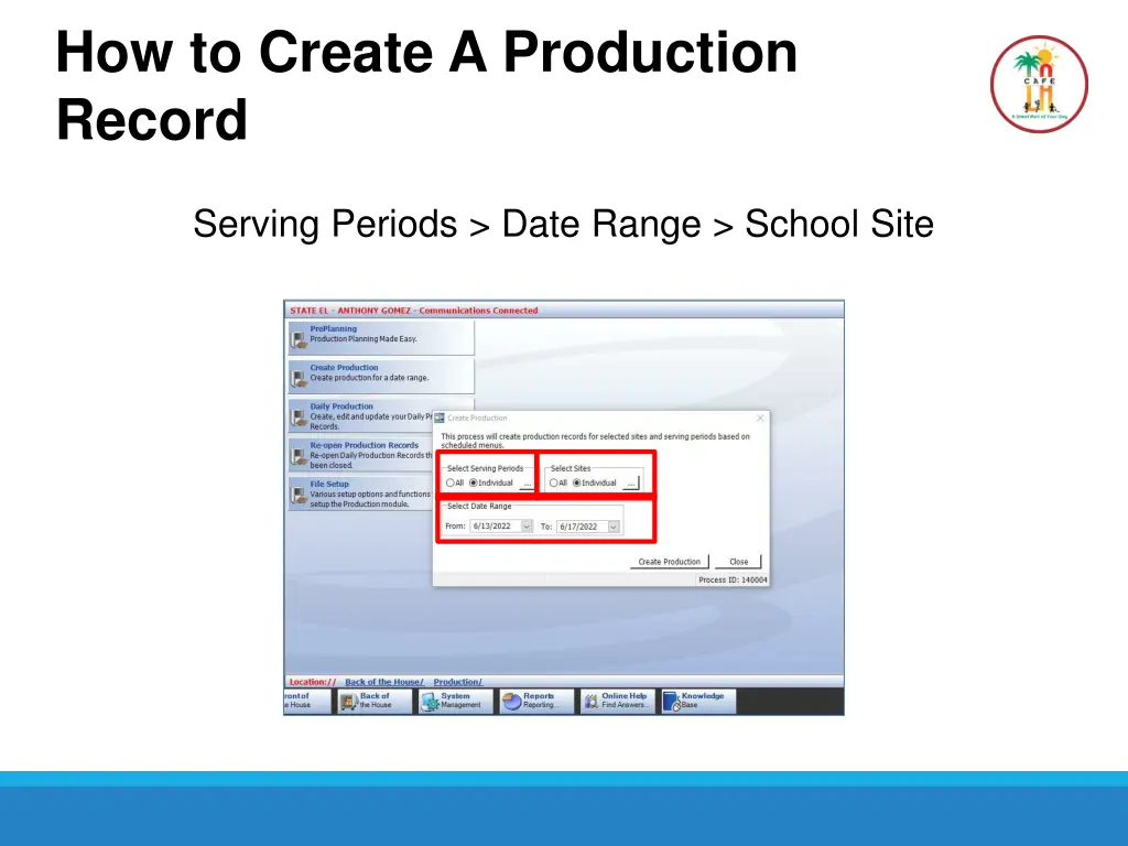 how to create a production record