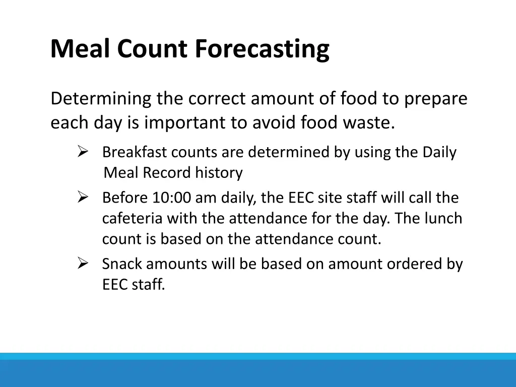 meal count forecasting