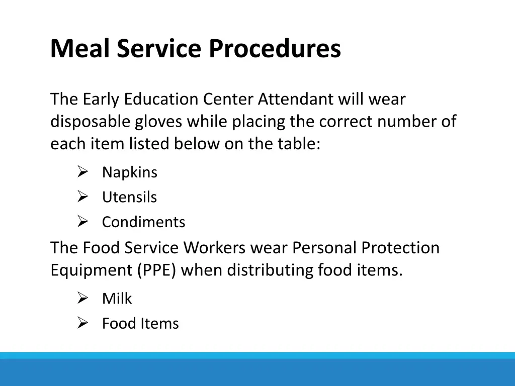 meal service procedures