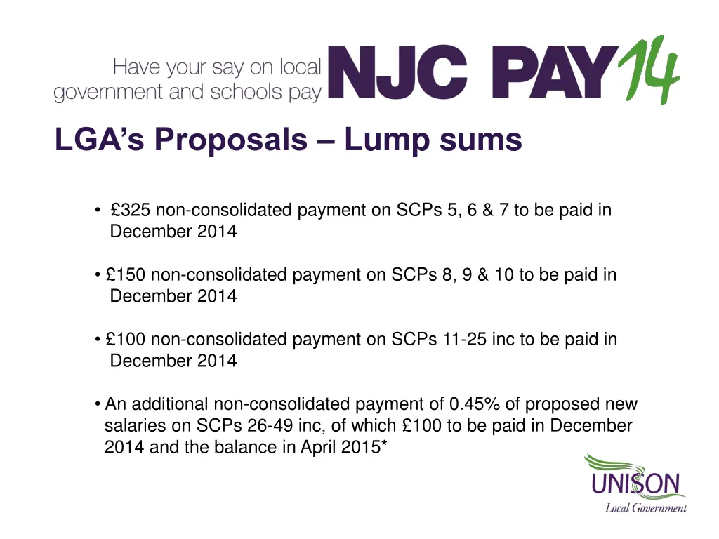 lga s proposals lump sums