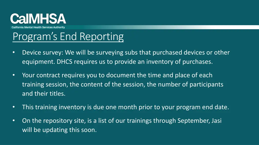 program s end reporting