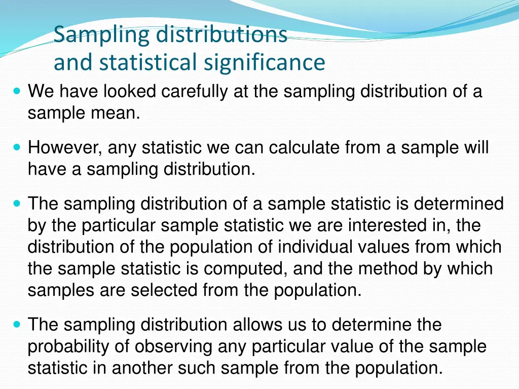 sampling distributions and statistical