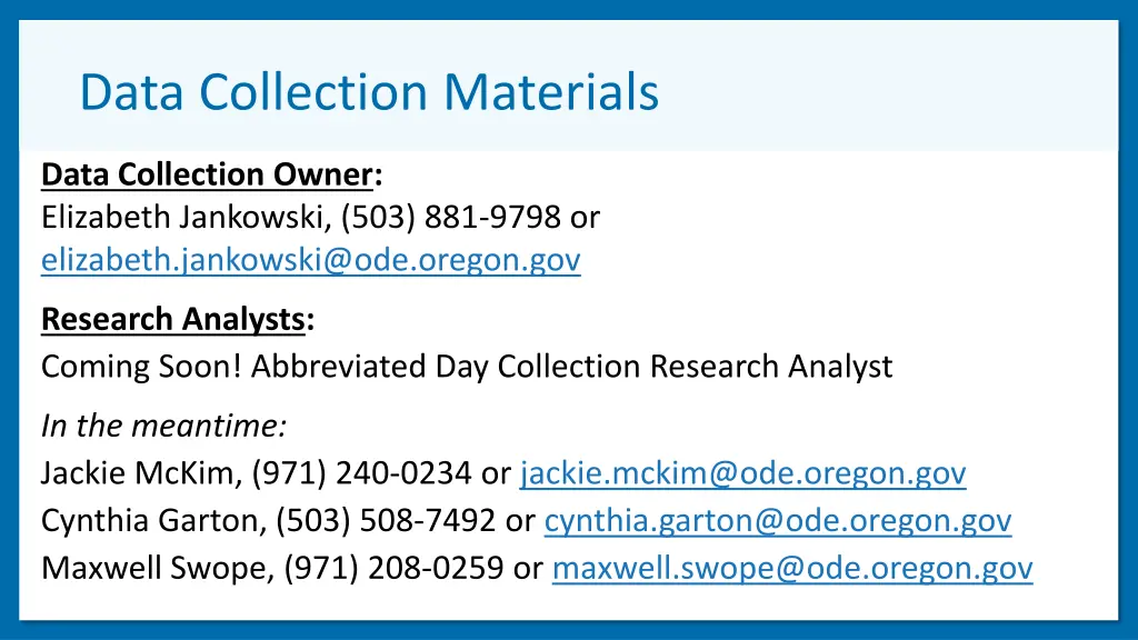 data collection materials 1