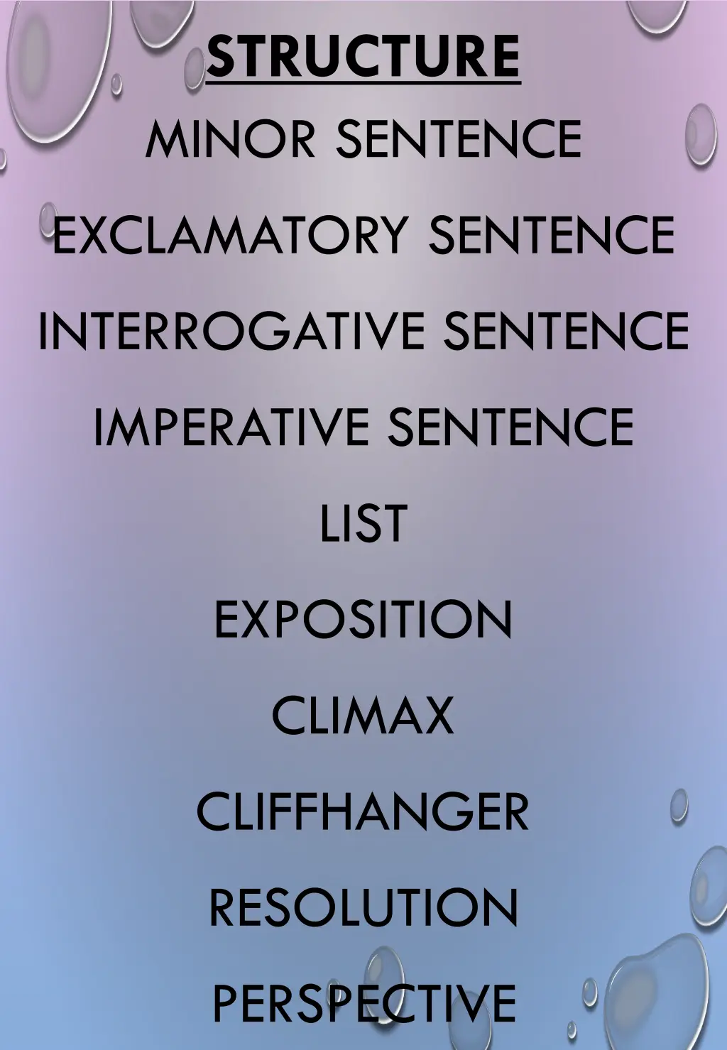 structure minor sentence