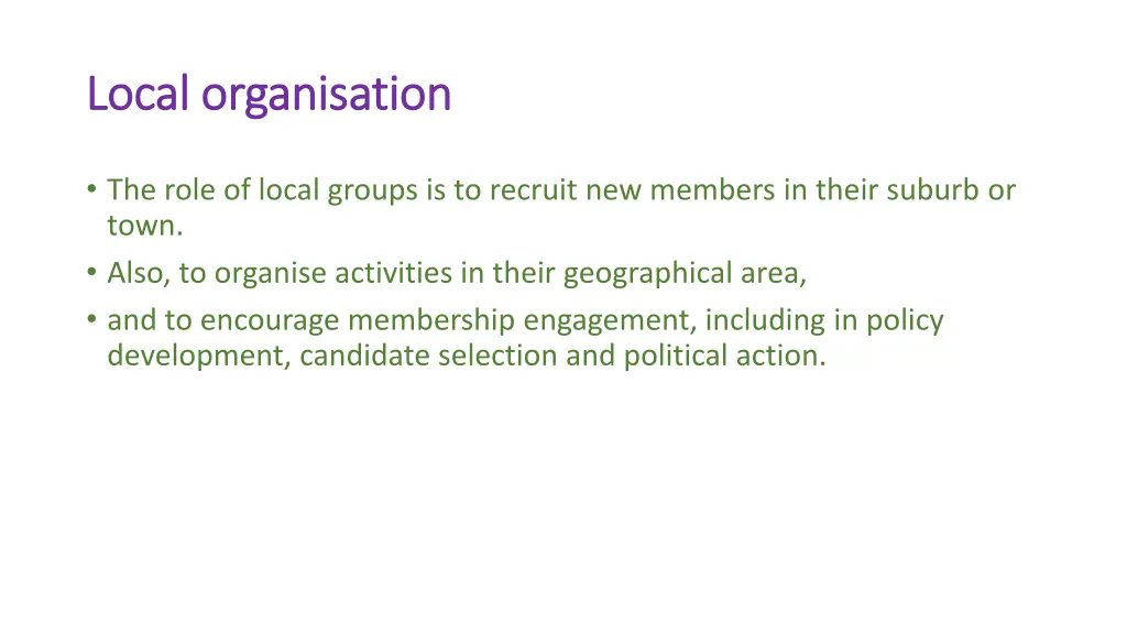 local organisation local organisation