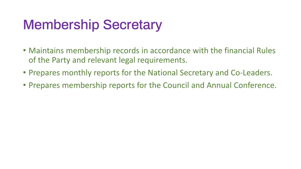 membership secretary