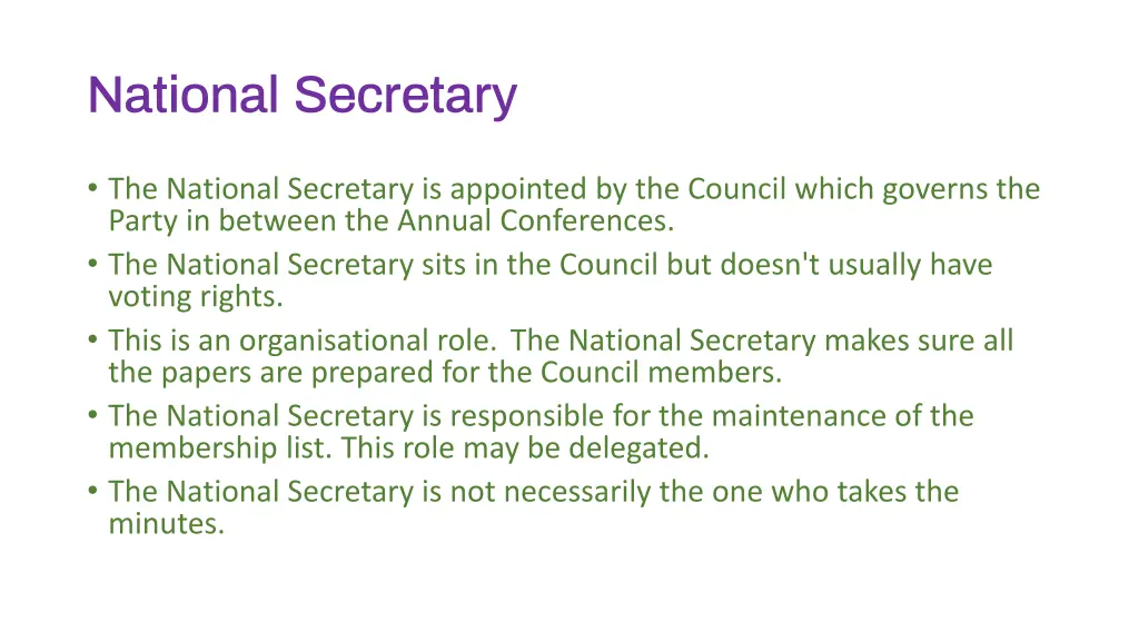 national secretary