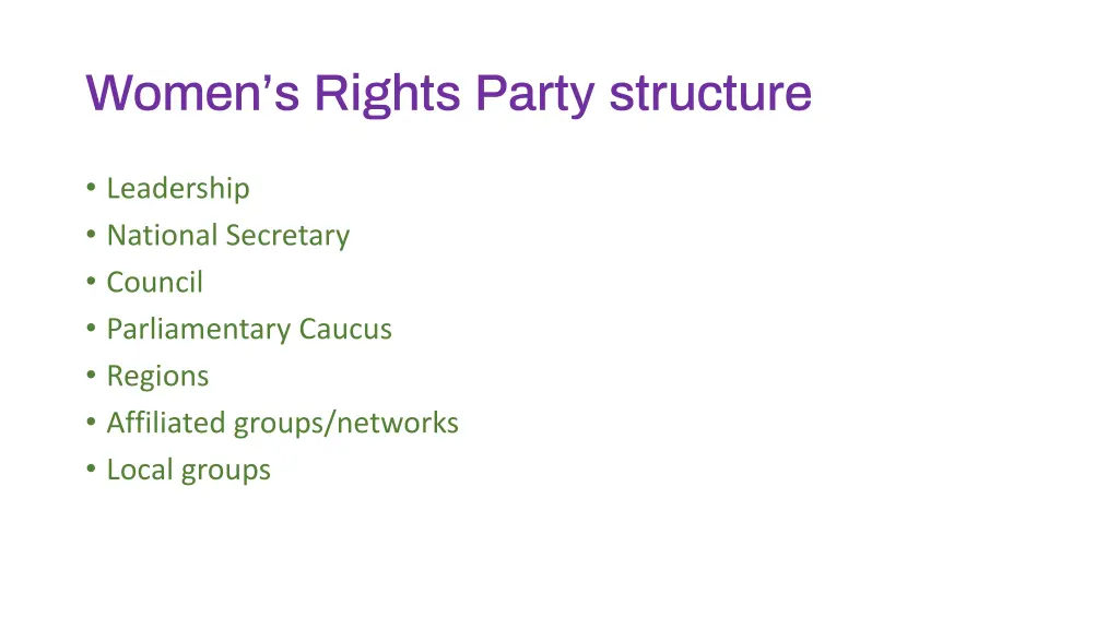 women s rights party structure