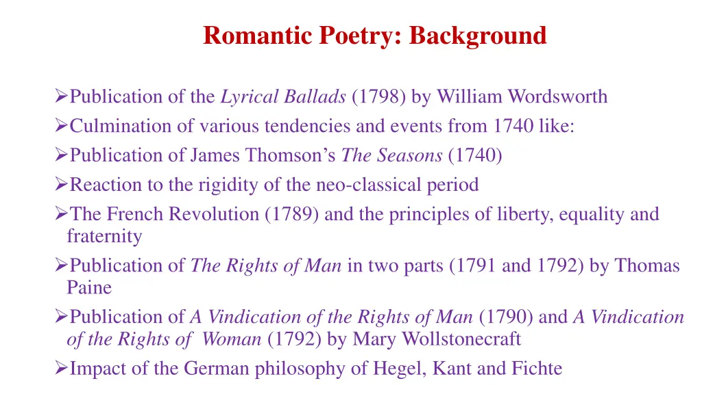 romantic poetry background