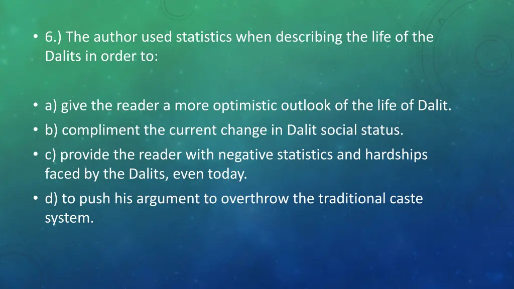 6 the author used statistics when describing