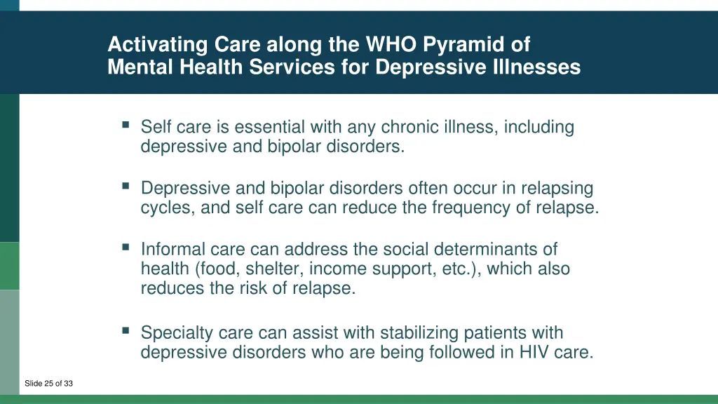 activating care along the who pyramid of mental