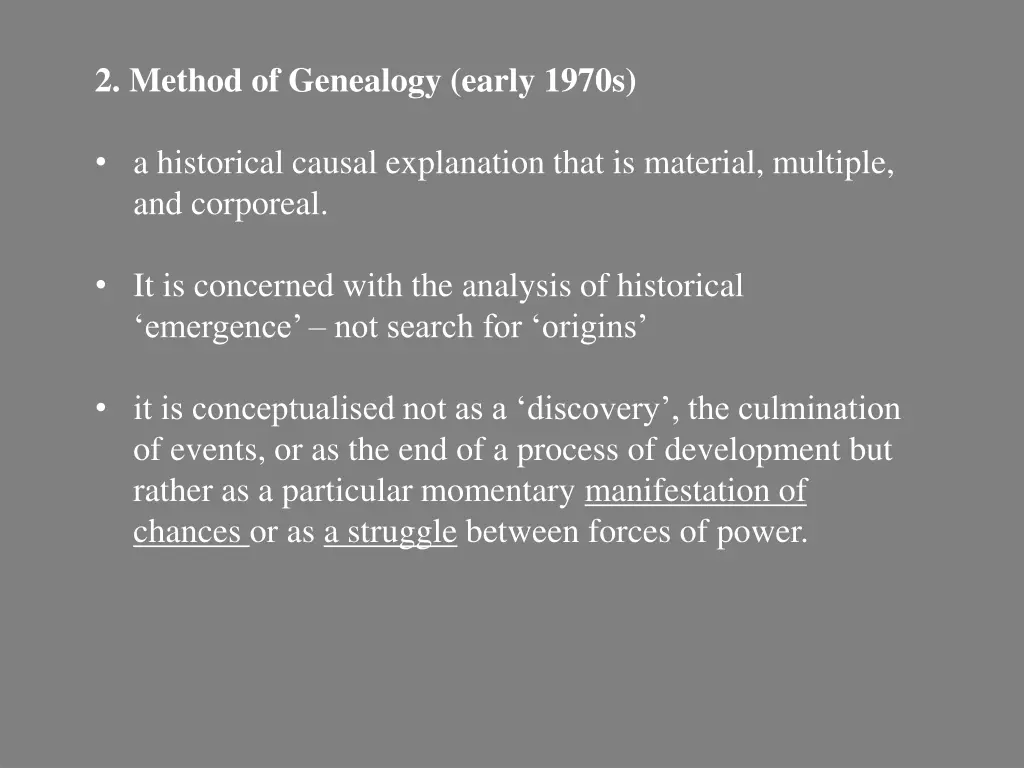 2 method of genealogy early 1970s