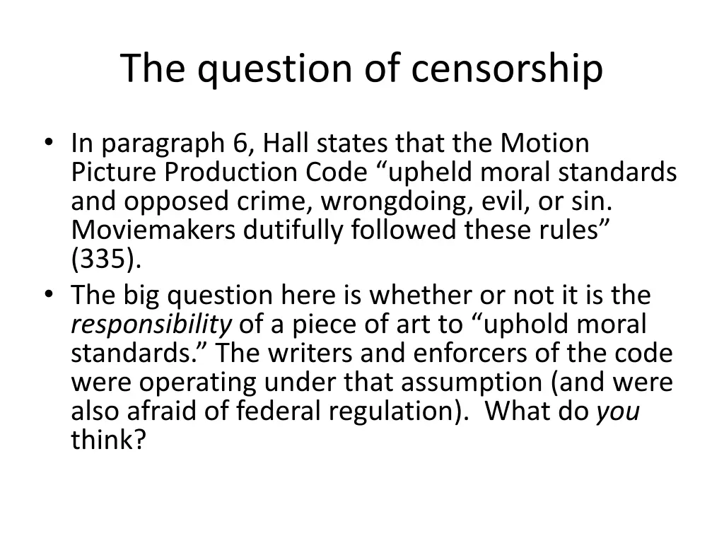 the question of censorship