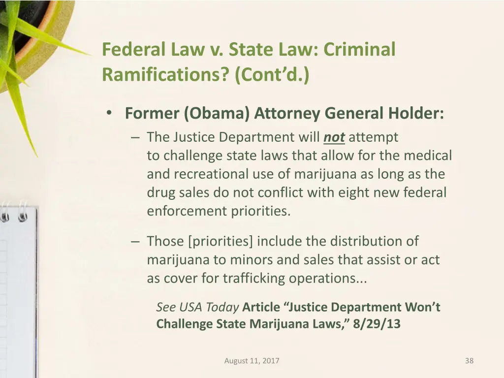 federal law v state law criminal ramifications 1