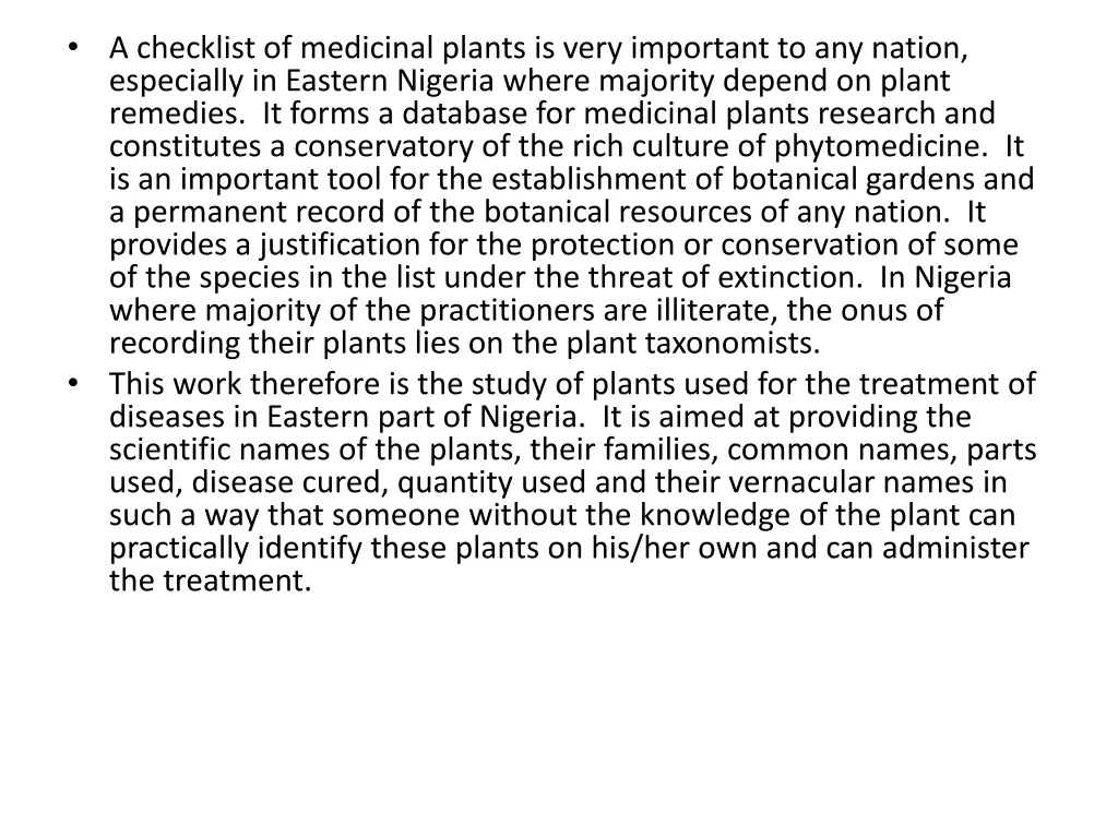 a checklist of medicinal plants is very important 1