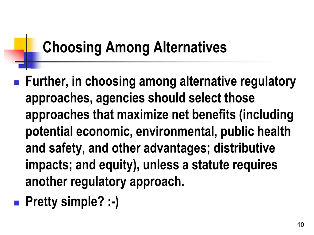 choosing among alternatives