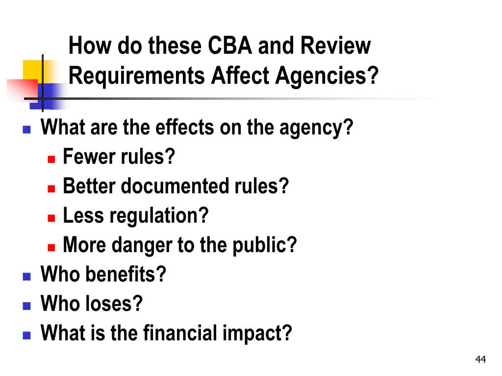 how do these cba and review requirements affect