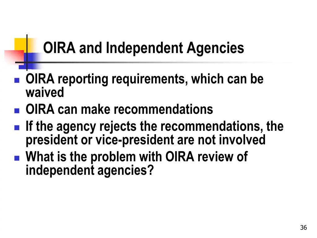 oira and independent agencies